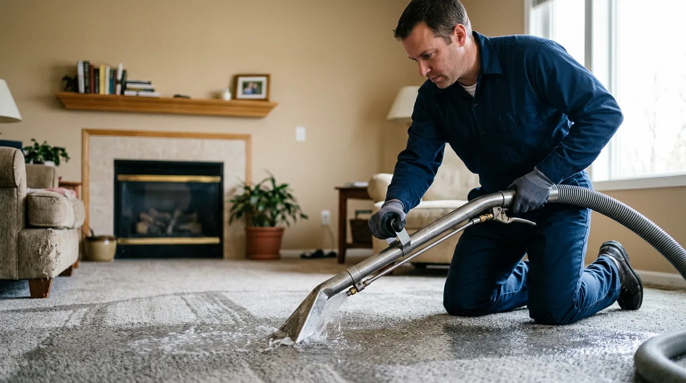 Water damage restoration technician working near Rosewood, OH